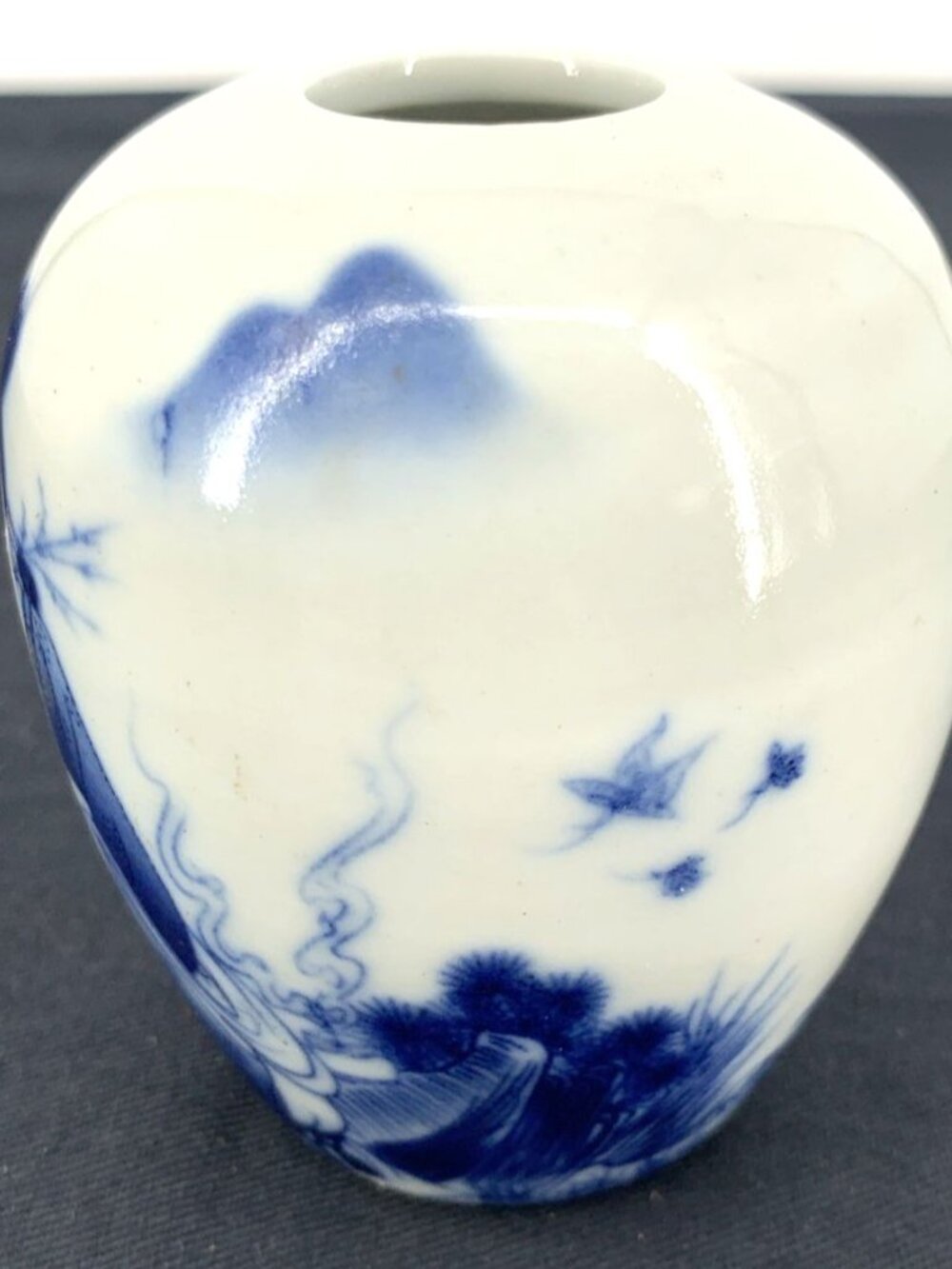 Chinese Vase Blue and White Porcelain Ginger Jar 3" Tall Vintage - Picture 5 of 7